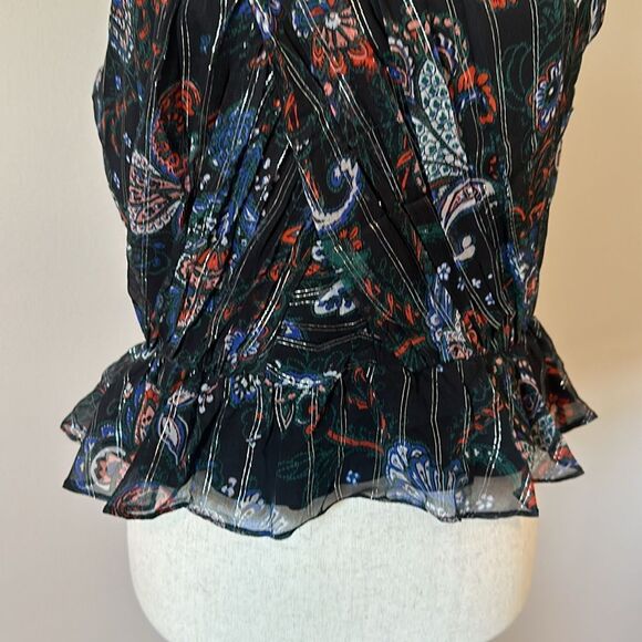 NWT Veronica Beard sz 6 Kailani metallic floral top silk paisley - Picture 4 of 9